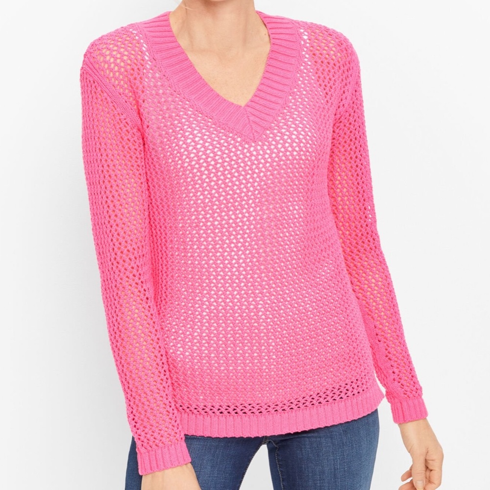 Talbots Open Weave V-Neck Sweater (NWOT)